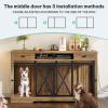 imageYITAHOME 63 Inch Double Dog Crate TV Stand with Charging Station Heavy Duty Wooden Dog Crate Furniture for 2 Dogs Dog Kennel Indoor Furniture Double Sliding Barn Door Design Ideal for 2 Dogs WhiteBrown