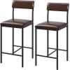 imageYITAHOME Bar Stools Set of 2 Tall Kitchen Island Stools 2618quot Rustic Bar Chair with Upholstered Back and Footrest Barstool Chairs for Dining Room Kitchen Living Room Apartment Brown SeatBrown