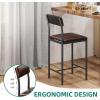 imageYITAHOME Bar Stools Set of 2 Tall Kitchen Island Stools 2618quot Rustic Bar Chair with Upholstered Back and Footrest Barstool Chairs for Dining Room Kitchen Living Room Apartment Brown SeatBrown