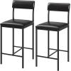 imageYITAHOME Bar Stools Set of 2 Tall Kitchen Island Stools 2618quot Rustic Bar Chair with Upholstered Back and Footrest Barstool Chairs for Dining Room Kitchen Living Room Apartment Brown SeatBlack