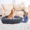 imageYITAHOME Calming Dog ampamp Cat Bed AntiAnxiety Donut Warming Cozy Soft Round Bed Fluffy Faux Fur Plush Cushion Pet Indoor Bed Gray 36 Inch Fits up to 100 lbs Pets