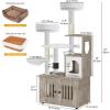 imageYITAHOME Cat Tree with Litter Box Enclosure 2in1 Cat Furniture Modern Cat Condo Indoor Cat Tower with Wood House Perch Food Station Hammocks Scratch Post Hair Brush 59 Inch WhiteGrey