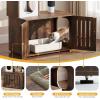 imageYITAHOME Cat Tree with Litter Box Enclosure 2in1 Cat Furniture Modern Cat Condo Indoor Cat Tower with Wood House Perch Food Station Hammocks Scratch Post Hair Brush 59 Inch WhiteRustic Brown