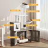 imageYITAHOME Cat Tree with Litter Box Enclosure 2in1 Cat Furniture Modern Cat Condo Indoor Cat Tower with Wood House Perch Food Station Hammocks Scratch Post Hair Brush 59 Inch WhiteGrey