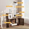 imageYITAHOME Cat Tree with Litter Box Enclosure 2in1 Cat Furniture Modern Cat Condo Indoor Cat Tower with Wood House Perch Food Station Hammocks Scratch Post Hair Brush 59 Inch WhiteRustic Brown