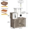imageYITAHOME Cat Tree with Litter Box Enclosure 2in1 Cat Furniture Modern Cat Condo Indoor Cat Tower with Wood House Perch Food Station Hammocks Scratch Post Hair Brush 59 Inch WhiteGrey