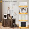imageYITAHOME Cat Tree with Litter Box Enclosure 2in1 Cat Furniture Modern Cat Condo Indoor Cat Tower with Wood House Perch Food Station Hammocks Scratch Post Hair Brush 59 Inch WhiteRustic Brown