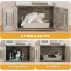 imageYITAHOME Cat Tree with Litter Box Enclosure 2in1 Cat Furniture Modern Cat Condo Indoor Cat Tower with Wood House Perch Food Station Hammocks Scratch Post Hair Brush 59 Inch WhiteGrey