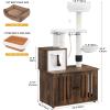 imageYITAHOME Cat Tree with Litter Box Enclosure 2in1 Cat Furniture Modern Cat Condo Indoor Cat Tower with Wood House Perch Food Station Hammocks Scratch Post Hair Brush 59 Inch WhiteRustic Brown