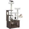 imageYITAHOME Cat Tree with Litter Box Enclosure 2in1 Cat Furniture Modern Cat Condo Indoor Cat Tower with Wood House Perch Food Station Hammocks Scratch Post Hair Brush 59 Inch WhiteRustic Brown