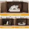 imageYITAHOME Cat Tree with Litter Box Enclosure 2in1 Cat Furniture Modern Cat Condo Indoor Cat Tower with Wood House Perch Food Station Hammocks Scratch Post Hair Brush 59 Inch WhiteRustic Brown