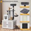 imageYITAHOME Cat Tree with Litter Box Enclosure 2in1 Cat Furniture Modern Cat Condo Indoor Cat Tower with Wood House Perch Food Station Hammocks Scratch Post Hair Brush 59 Inch WhiteWhite