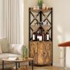 imageYITAHOME Corner Bar Cabinet with Glass ampamp Wine Holder Industrial Corner Shelf with Wine Storage 5Tiers Liquor Cabinet Bar for Home Kitchen Living Dining Room BrownBrown