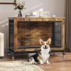imageYITAHOME Corner Dog Crate Furniture 52quot Wooden Dog Crate with Dog Cushion Dog Kennel Indoor for Small Medium Large Dogs BrownBrown