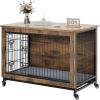 imageYITAHOME Corner Dog Crate Furniture 52quot Wooden Dog Crate with Dog Cushion Dog Kennel Indoor for Small Medium Large Dogs BrownBrown