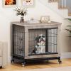imageYITAHOME Corner Dog Crate Furniture 52quot Wooden Dog Crate with Dog Cushion Dog Kennel Indoor for Small Medium Large Dogs BrownGrey