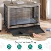 imageYITAHOME Corner Dog Crate Furniture 52quot Wooden Dog Crate with Dog Cushion Dog Kennel Indoor for Small Medium Large Dogs BrownGrey