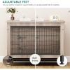 imageYITAHOME Corner Dog Crate Furniture 52quot Wooden Dog Crate with Dog Cushion Dog Kennel Indoor for Small Medium Large Dogs BrownGrey