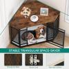 imageYITAHOME Corner Dog Crate Furniture 52quot Wooden Dog Crate with Dog Cushion Dog Kennel Indoor for Small Medium Large Dogs BrownRustic Brown
