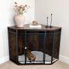 imageYITAHOME Corner Dog Crate Furniture 52quot Wooden Dog Crate with Dog Cushion Dog Kennel Indoor for Small Medium Large Dogs BrownRustic Brown