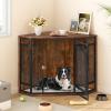 imageYITAHOME Corner Dog Crate Furniture 52quot Wooden Dog Crate with Dog Cushion Dog Kennel Indoor for Small Medium Large Dogs BrownRustic Brown