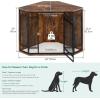 imageYITAHOME Corner Dog Crate Furniture 52quot Wooden Dog Crate with Dog Cushion Dog Kennel Indoor for Small Medium Large Dogs BrownRustic Brown