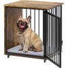 imageYITAHOME Dog Crate Furniture 41quot Heavy Duty Dog Kennel with 2 Drawers Wooden Dog Crate End Table for Medium Small Medium Dogs Rustic BrownBrown