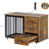 imageYITAHOME Dog Crate Furniture 41quot Heavy Duty Dog Kennel with 2 Drawers Wooden Dog Crate End Table for Medium Small Medium Dogs Rustic BrownBrown