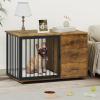imageYITAHOME Dog Crate Furniture 41quot Heavy Duty Dog Kennel with 2 Drawers Wooden Dog Crate End Table for Medium Small Medium Dogs Rustic BrownBrown