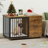 imageYITAHOME Dog Crate Furniture 41quot Heavy Duty Dog Kennel with 2 Drawers Wooden Dog Crate End Table for Medium Small Medium Dogs Rustic BrownBrown