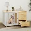 imageYITAHOME Dog Crate Furniture 41quot Heavy Duty Dog Kennel with 2 Drawers Wooden Dog Crate End Table for Medium Small Medium Dogs Rustic BrownWalnut White