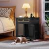 imageYITAHOME Dog Crate Furniture with Dual USB Charger Wooden Dog Kennel End Table with Cushion Tray Drawer for Small Dogs Under 25 lbs Indoor Use WhiteBlack