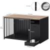 imageYITAHOME Dog Crate Furniture with Feeder Bowls 55quot Large Breed Dog Kennel with Storage Drawer Heavy Duty Dog House TV Stand Indoor for Medium Dogs BlackBlack