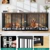 imageYITAHOME Dog Crate Furniture with Feeder Bowls 55quot Large Breed Dog Kennel with Storage Drawer Heavy Duty Dog House TV Stand Indoor for Medium Dogs BlackBrown