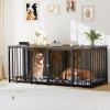 imageYITAHOME Dog Crate Furniture with Feeder Bowls 55quot Large Breed Dog Kennel with Storage Drawer Heavy Duty Dog House TV Stand Indoor for Medium Dogs BlackBrown