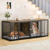 imageYITAHOME Dog Crate Furniture with Feeder Bowls 55quot Large Breed Dog Kennel with Storage Drawer Heavy Duty Dog House TV Stand Indoor for Medium Dogs BlackBrown