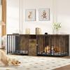 imageYITAHOME Dog Crate Furniture with Feeder Bowls 55quot Large Breed Dog Kennel with Storage Drawer Heavy Duty Dog House TV Stand Indoor for Medium Dogs BlackBrown