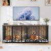imageYITAHOME Dog Crate Furniture with Feeder Bowls 55quot Large Breed Dog Kennel with Storage Drawer Heavy Duty Dog House TV Stand Indoor for Medium Dogs BlackBrown