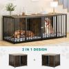 imageYITAHOME Dog Crate Furniture with Feeder Bowls 55quot Large Breed Dog Kennel with Storage Drawer Heavy Duty Dog House TV Stand Indoor for Medium Dogs BlackBrown