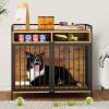 imageYITAHOME Dog Crate Furniture with Feeder Bowls 55quot Large Breed Dog Kennel with Storage Drawer Heavy Duty Dog House TV Stand Indoor for Medium Dogs BlackRustic Brown