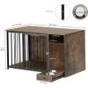 imageYITAHOME Dog Crate Furniture with Feeder Bowls 55quot Large Breed Dog Kennel with Storage Drawer Heavy Duty Dog House TV Stand Indoor for Medium Dogs BlackBrown