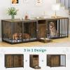 imageYITAHOME Dog Crate Furniture with Feeder Bowls 55quot Large Breed Dog Kennel with Storage Drawer Heavy Duty Dog House TV Stand Indoor for Medium Dogs BlackBrown