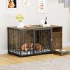imageYITAHOME Dog Crate Furniture with Feeder Bowls 55quot Large Breed Dog Kennel with Storage Drawer Heavy Duty Dog House TV Stand Indoor for Medium Dogs BlackBrown