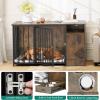 imageYITAHOME Dog Crate Furniture with Feeder Bowls 55quot Large Breed Dog Kennel with Storage Drawer Heavy Duty Dog House TV Stand Indoor for Medium Dogs BlackBrown