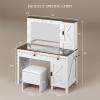 imageYITAHOME Farmhouse Vanity Desk with Mirror Retro Makeup Table Set with Charging Station 10 Dimmable Lights 2 Drawers ampamp 2 Cabinets Rustic BrownWhite