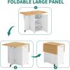 imageYITAHOME Folding Kitchen Table with Power Outlet Drop Leaf Kitchen Table Islands for 2 on Wheels Convertible Trash Can Storage Cabinet for 10 Gallon Garbage Bin Adjustable Storage Racks Wihte OakWihte  Oak