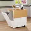 imageYITAHOME Folding Kitchen Table with Power Outlet Drop Leaf Kitchen Table Islands for 2 on Wheels Convertible Trash Can Storage Cabinet for 10 Gallon Garbage Bin Adjustable Storage Racks Wihte OakWihte  Oak