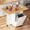 imageYITAHOME Folding Kitchen Table with Power Outlet Drop Leaf Kitchen Table Islands for 2 on Wheels Convertible Trash Can Storage Cabinet for 10 Gallon Garbage Bin Adjustable Storage Racks Wihte OakWihte  Oak