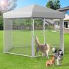 imageYITAHOME Large Outdoor Dog Kennel 40340354FT Large Dog House Pet Pens Dog Run Enclosure with UVResistant Waterproof Roof Cover and Secure Lock Dog Fence Outdoor for YardSilver