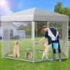 imageYITAHOME Large Outdoor Dog Kennel 40340354FT Large Dog House Pet Pens Dog Run Enclosure with UVResistant Waterproof Roof Cover and Secure Lock Dog Fence Outdoor for YardSilver